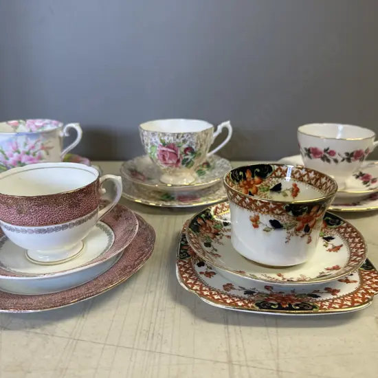 Vintage Trios x5 Including Royal Albert, Burnsco Etc
